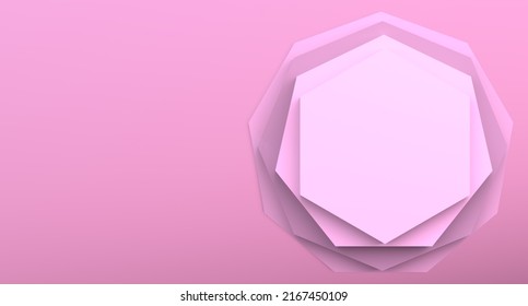 Squares are a palette of pink and pinkish colors. Shades of delicate pink on the background with space for text. Pink angular rom-shaped geometric shapes. 3D render.