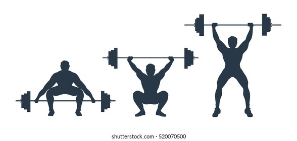 Squat with barbell. Process of squat with heavy barbell. Weightlifting, bodybuilding. - Powered by Shutterstock