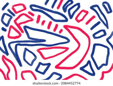 Squiggle abstract hieroglyph, doodle abstract line art, art with graffiti. Memphis pattern acrylic painting, vibrant color. Figurative graffiti for print, wall art and event