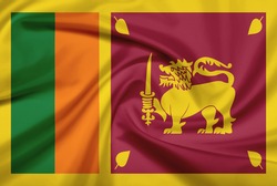 Sri Lanka Flag With Fabric Texture. Flag Of Sri Lanka. 3D Illustration.