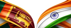 Sri Lanka Flag And India Flag Of Silk-3D Illustration