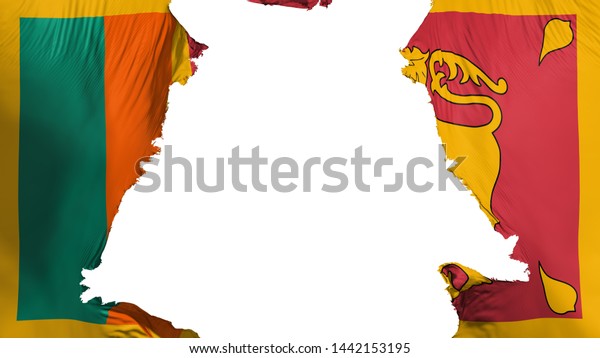 Sri Lanka flag ripped apart, white background,\
3d rendering