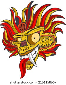 Sri Lankan Dancing Devil Mask Isolated On White Background Vector Drawing