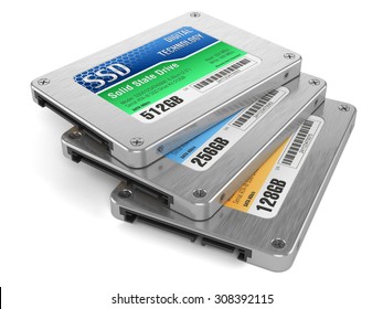 SSD Drives, State Solid Drives, Isolated On White Background 3d