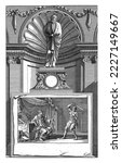 St. Ambrose of Milan, Church Father, Jan Luyken, after Jan Goeree, 1698 The Holy Church Father Ambrose of Milan, standing on a pedestal.