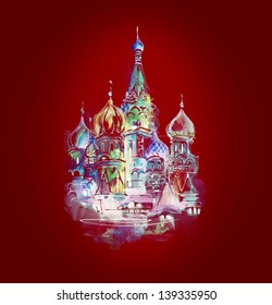 St  Basil Cathedral red background
