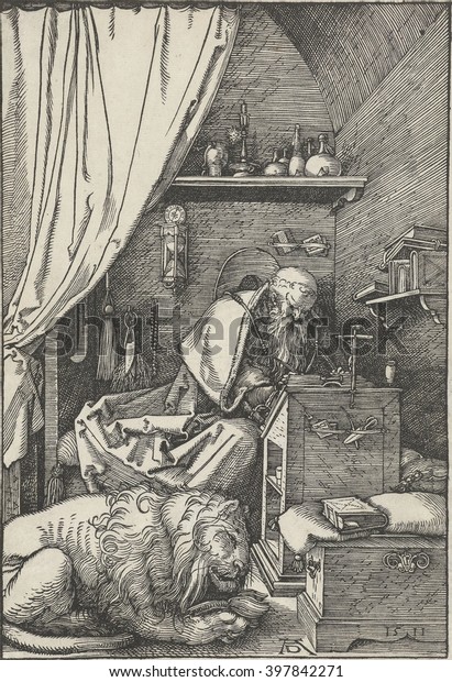 St Jerome His Study By Albrecht Stock Illustration 397842271