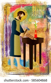 St Joseph The Worker, Abstract Artistic Religious Vector Design