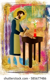 St Joseph The Worker, Abstract Artistic Religious Design