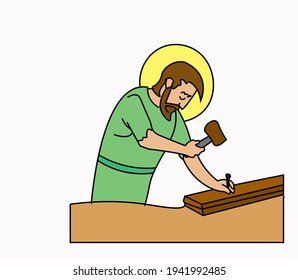 St. Joseph The Worker, Tools, White Background