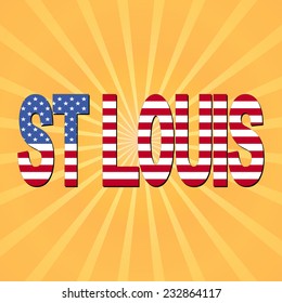 St Louis Flag Text With Sunburst Illustration