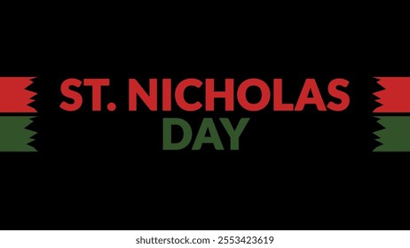 St. Nicholas Day text with side lines on a black background. Which is observed every year in December to celebrate St. Nicholas Day - Powered by Shutterstock