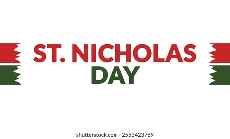 St. Nicholas Day text with side lines on a White background. Which is observed every year in December to celebrate St. Nicholas Day - Powered by Shutterstock