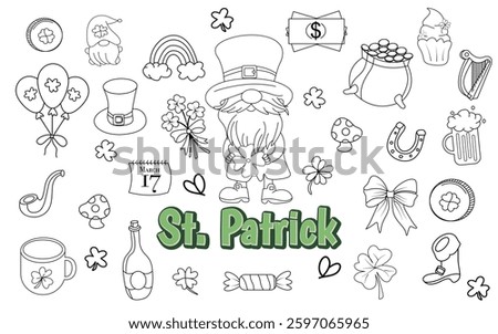St. Patrick doodle Element ornament clipart set
