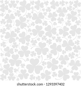 St. Patrick's day background in grey colors. Seamless pattern with clover. Perfect for wallpapers, gift papers, patterns fills, textile, St. Patrick's Day greeting cards.  illustration.