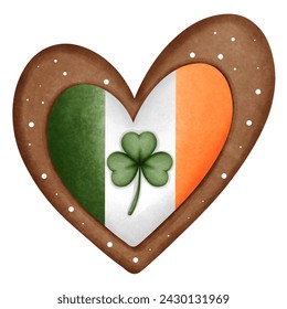 St patricks day cookie heart shaped in irish flag watercolor clipart. - Powered by Shutterstock