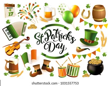 St. Patrick's Day traditional collection illustration isolated on white background