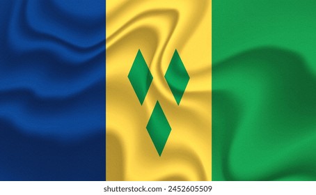 St Vincent and the Grenadines national flag in the wind illustration image - Powered by Shutterstock