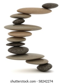 Stability and Zen. Extralarge resolution. Balanced stone tower over white