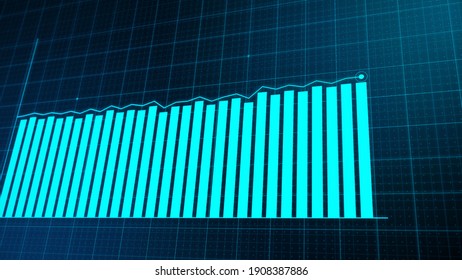 Stable Business bar chart - balanced permanent reliable, business flowing with no loss. Financial process stability - digital illustration
