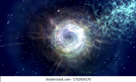 Stable Wormhole Or Black Hole. Gateway Into Time. Illustration. Sci-fi. 3d Rendering