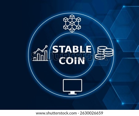 stablecoin tech concept.A type of cryptocurrency designed to maintain a stable value by being pegged to a reserve asset like the US dollar.