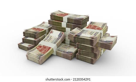 Stack of 200 Egyptian pound notes. 3D rendering of bundles of banknotes