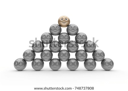 stack of ball shaped smiley that makes a pyramid. 3d render