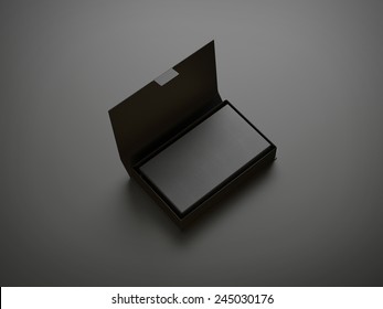 Stack Of Black Business Cards In The Box