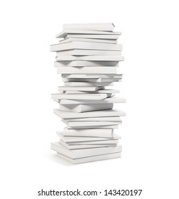 Stack Of Blank Books Isolated On White