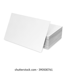 Stack Of Blank Business Card On White Background.