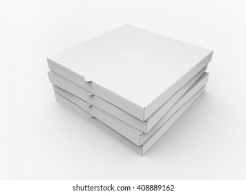 Stack Of Blank Pizza Boxes, Mockup, 3D Illustration