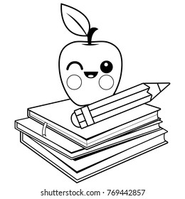 Download Stack Books Apple Pencil Black White Stock Illustration 769442857