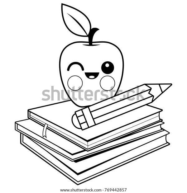 Download Stack Books Apple Pencil Black White Stock Illustration 769442857