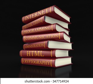 Stack of books on computer security (clipping path included)