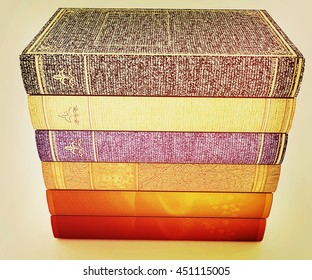 The stack of books on a white background. 3D illustration. Vintage style.