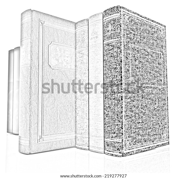 Stack Books On White Background Pencil Royalty Free Stock Image