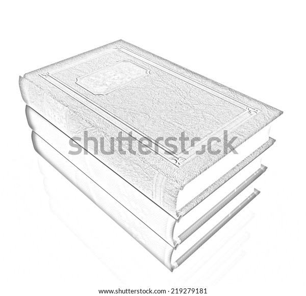 Stack Books On White Background Pencil Stock Illustration 219279181