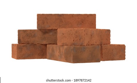 Stack Of Bricks 3D Illustration On White Background