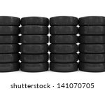 Stack of Car Tires isolated on white background with place for your text