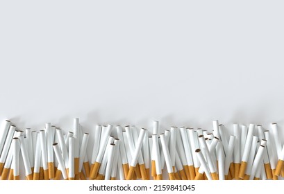 Stack Of Cigarettes On A White Background. 3D Illustration