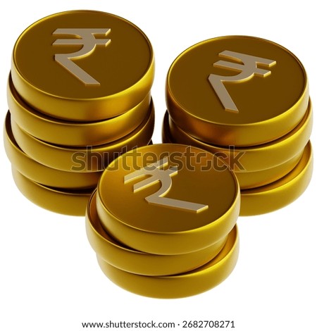 Stack of Coins with Rupee Symbol 3D Icon