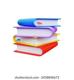 Stack of colored books in 3D style