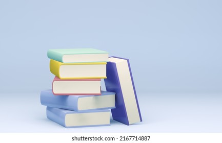 Stack Of Colorful Books, 3d Render