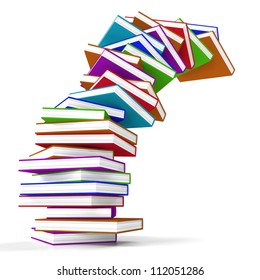 Stack Of Colorful Falling Books Represents Learning And Education