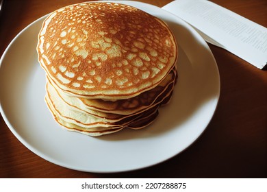 Stack of delicious pancakes. Image includes 3d rendered elements