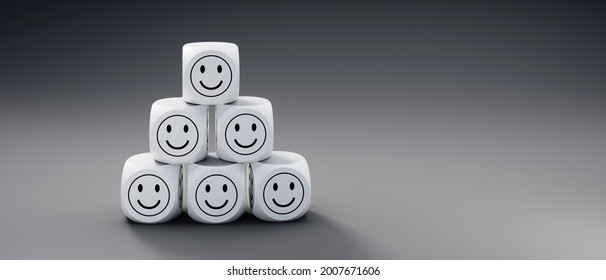 Stack of Dice with smiling happy face icons - 3D illustration - Shutterstock ID 2007671606
