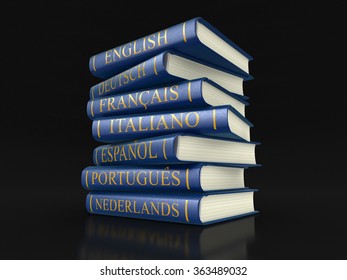 Stack of dictionaries. Image with clipping path 