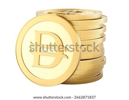 Stack of dirham coins. 3D rendering isolated on white background