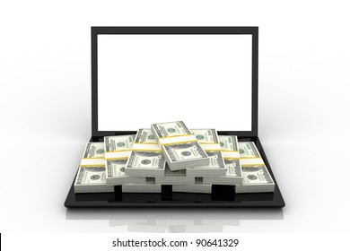 Stack of Dollar Bills. White background